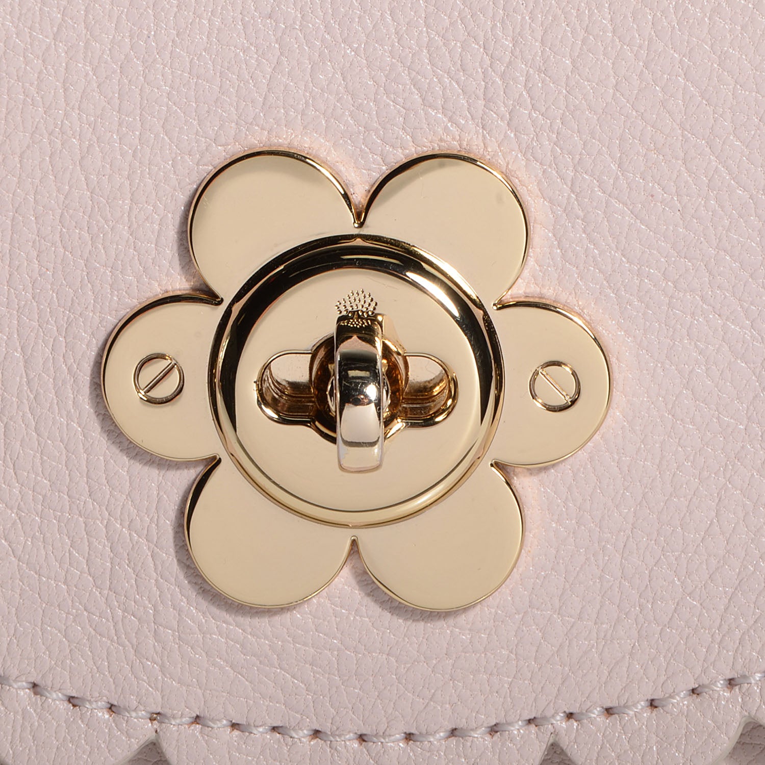 Mulberry Soft Matte Pebbled Flower Lock Crossbody Bag Beige 10 of 10