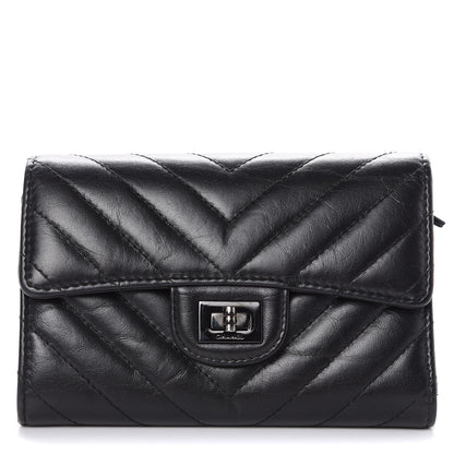 Chanel Aged Calfskin Chevron Quilted Reissue Medium Flap Wallet So Black 1 of 11