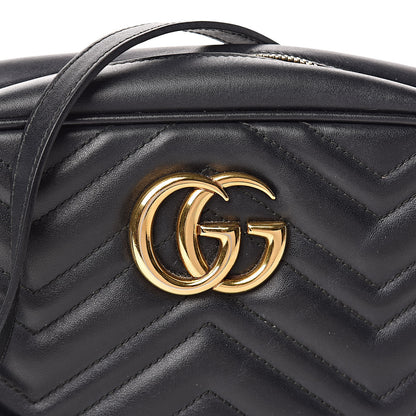 Gucci Calfskin Matelasse Small GG Marmont Chain Shoulder Bag Black 8 of 13