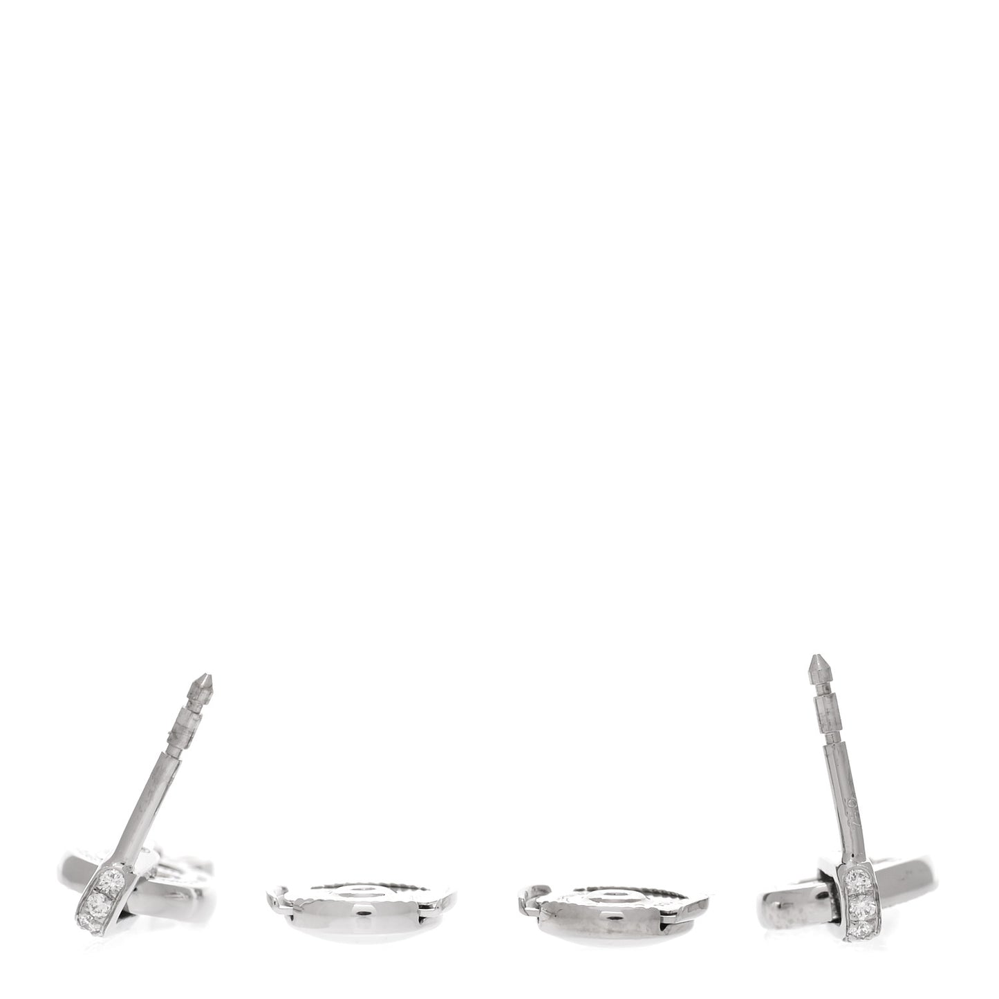 18K White Gold Diamond PM Chaine D'Ancre Enchainee Earrings