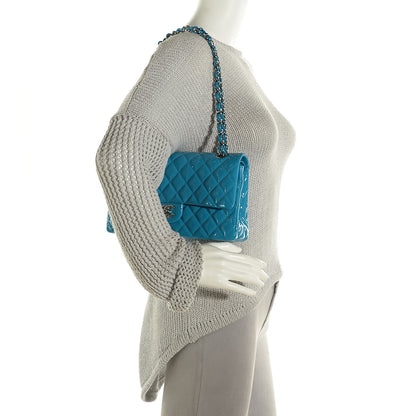 Chanel Patent Calfskin Quilted Medium Double Flap Turquoise 2 of 8