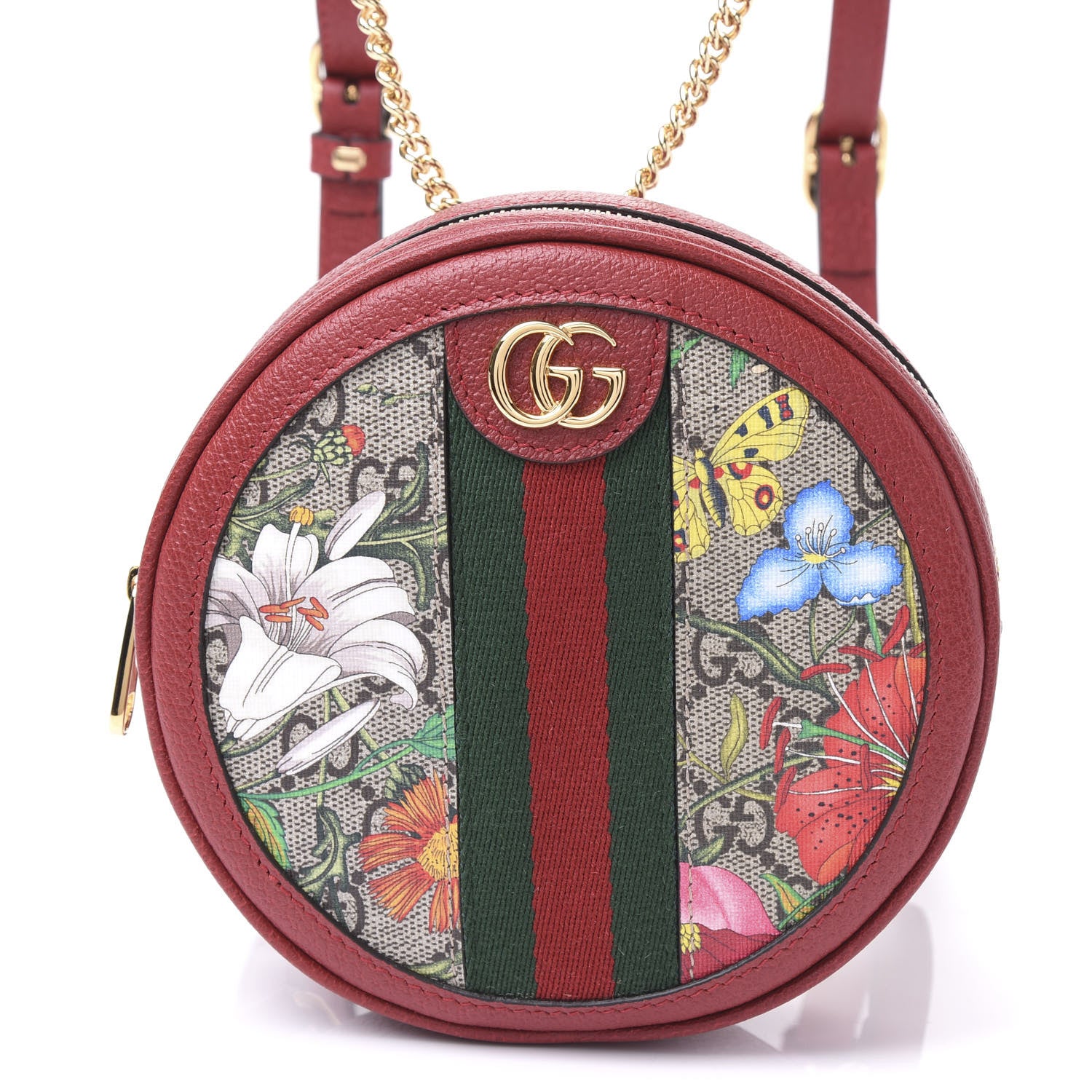 Gucci GG Supreme Monogram Web Flora Mini Ophidia Round Backpack Red 6 of 9