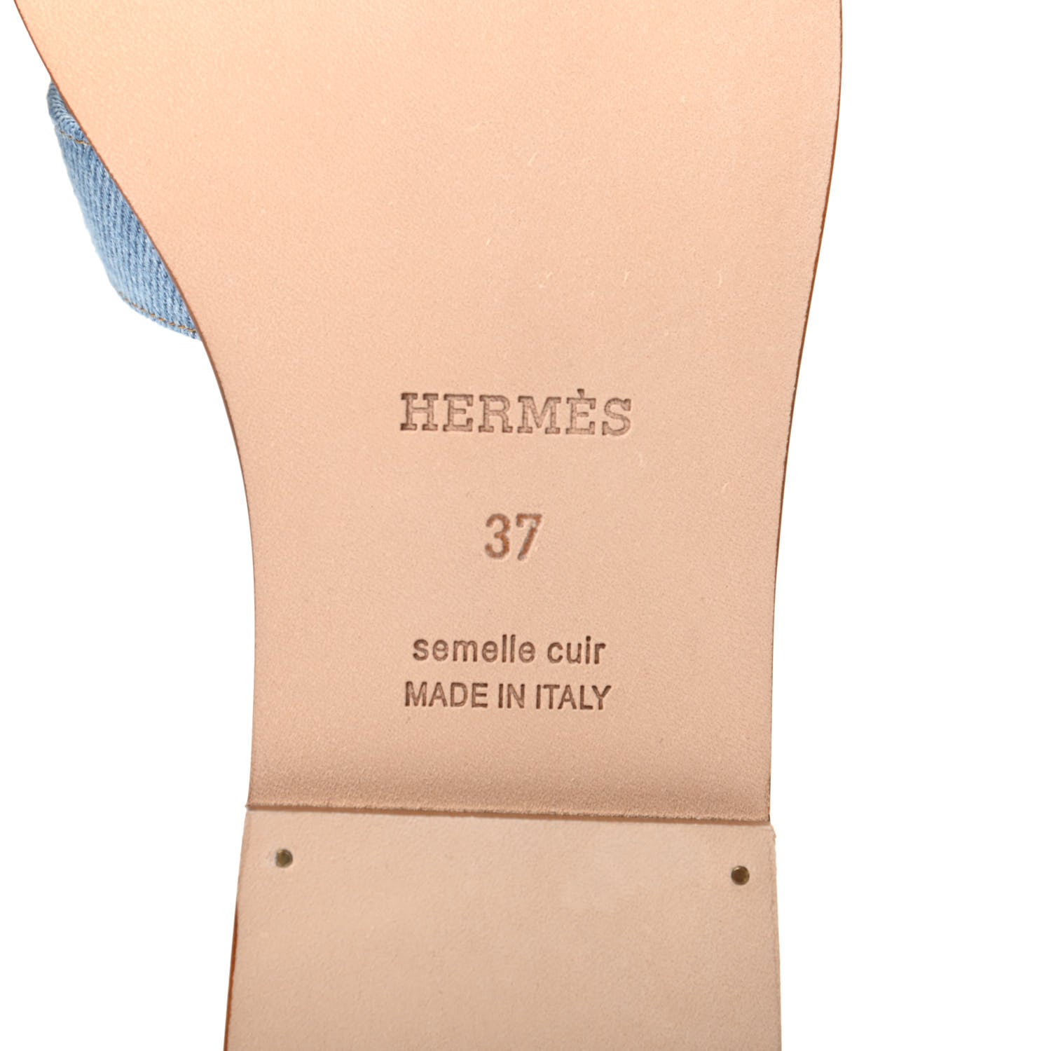 Hermes Denim Canvas Oran Sandals 37 Bleu Clair 7 of 9