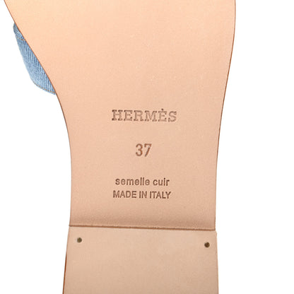 Hermes Denim Canvas Oran Sandals 37 Bleu Clair 7 of 9