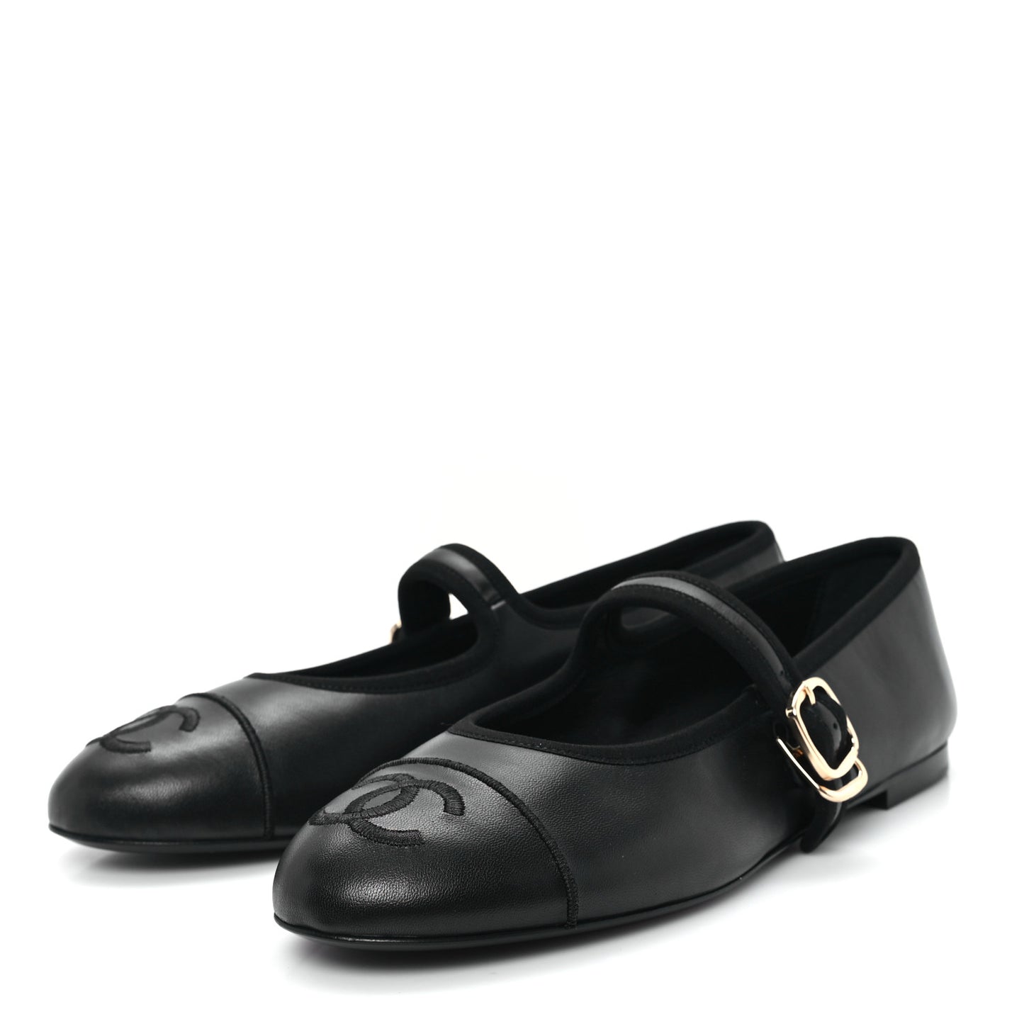 Lambskin Mary Jane Flats 37.5 Black