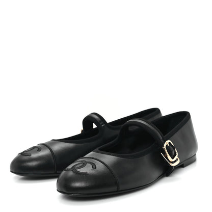 Chanel Lambskin Mary Jane Flats 37.5 Black 4 of 10