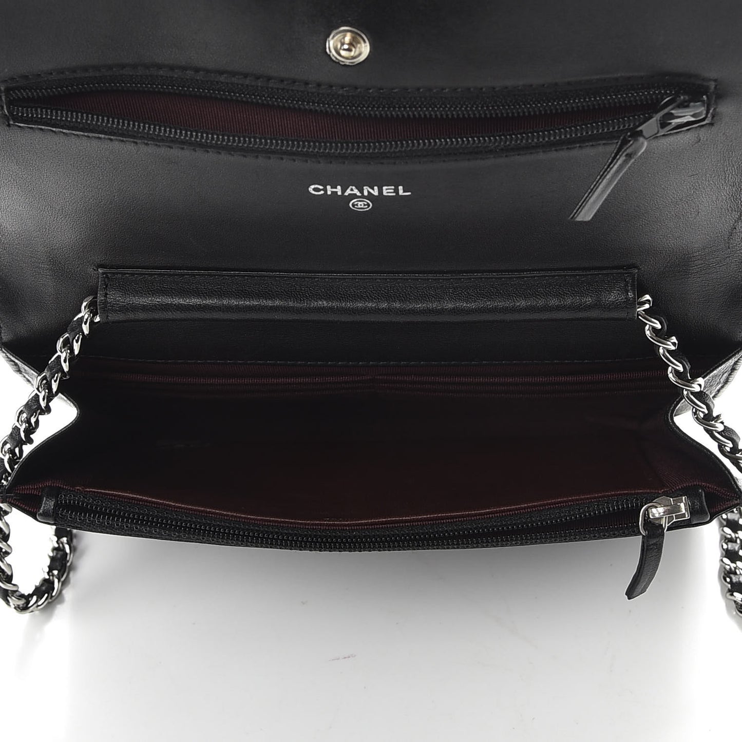 Lambskin Quilted Wallet On Chain WOC Black