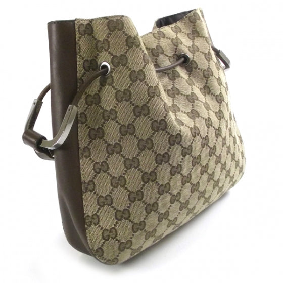 Gucci Canvas Monogram Shoulder Bag Ebony 3 of 10