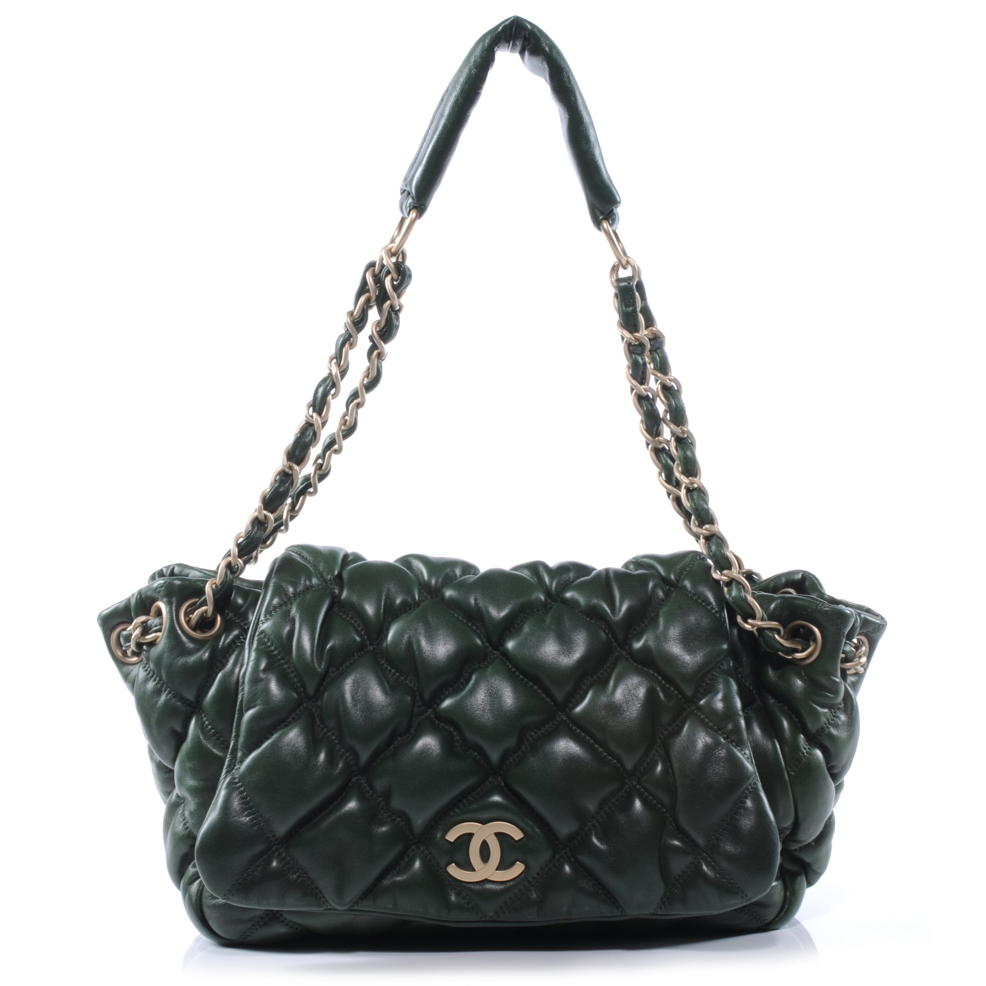 Chanel Lambskin Bubble Quilt Flap Green 1 of 7