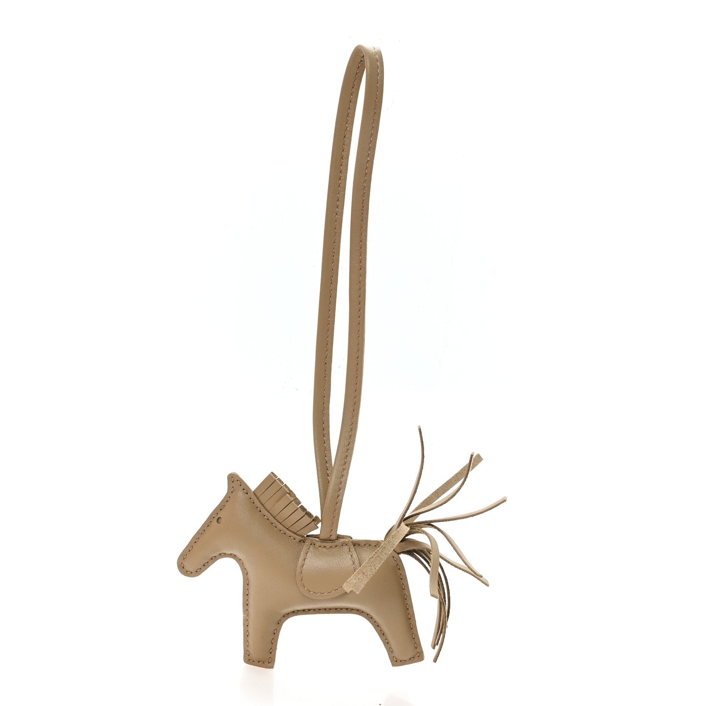 Milo Lambskin Grigri Rodeo Horse Bag Charm PM Beige Marfa