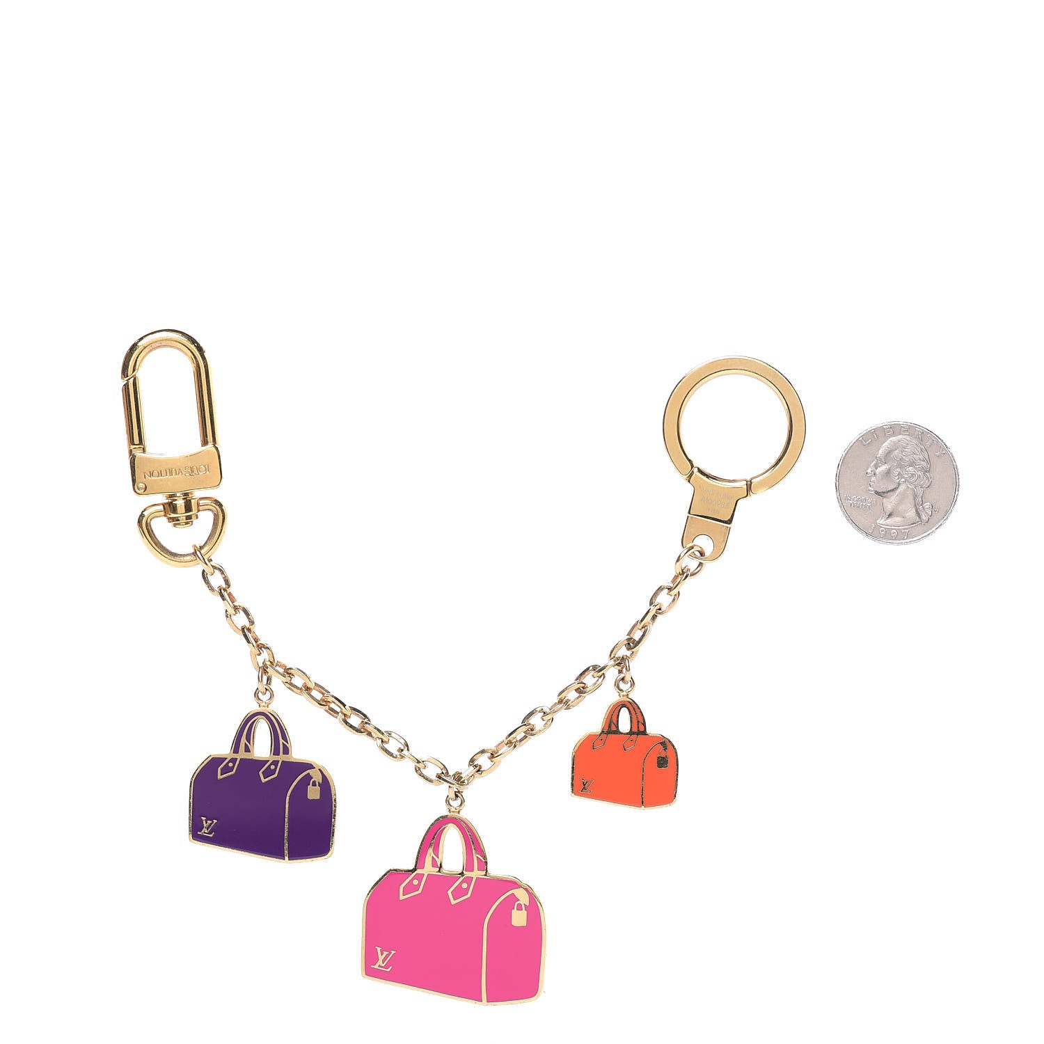 Louis Vuitton Enamel Iconic Speedy Bag Charm Chain Gold 2 of 2