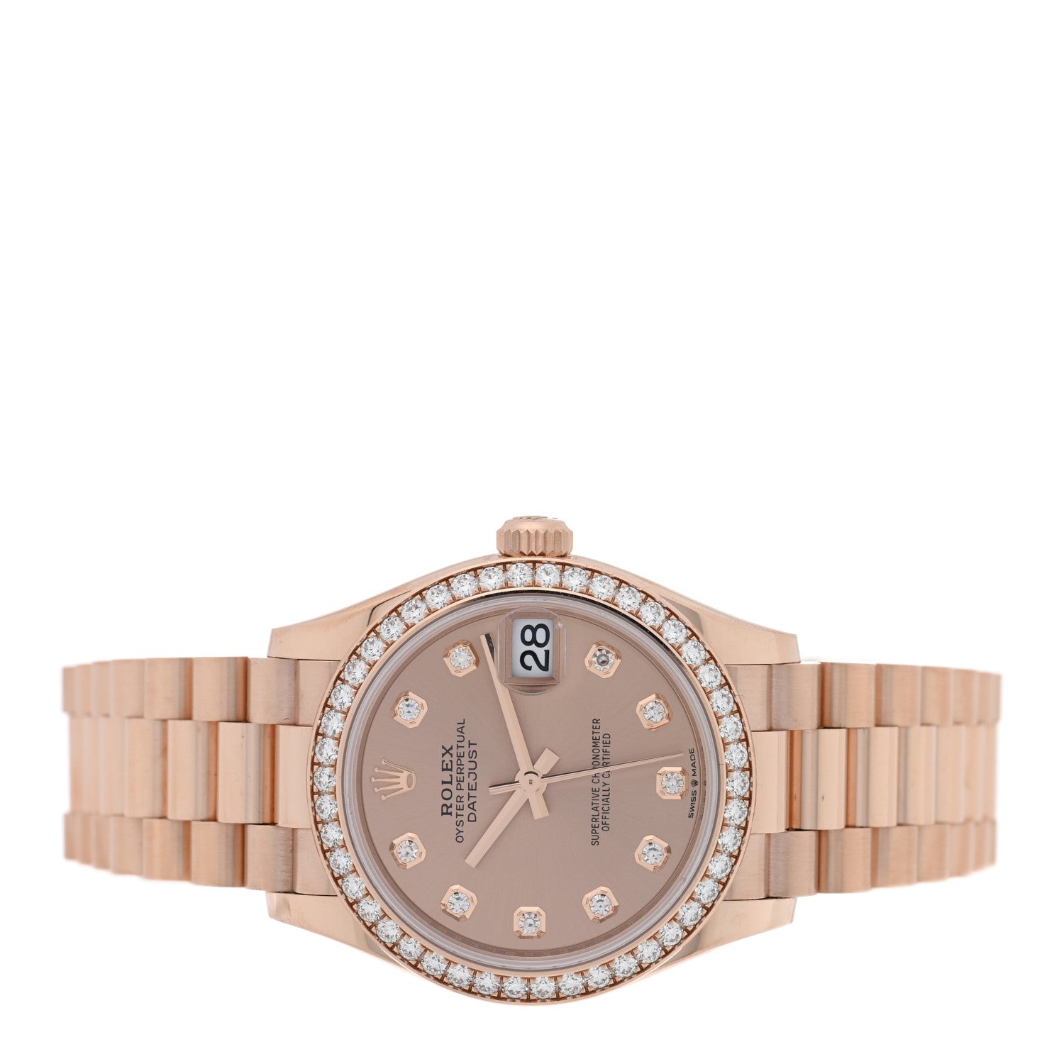 Rolex 18K Everose Gold Diamond Bezel 31mm Oyster Perpetual Datejust President Watch Sundust 278285RBR 2 of 5