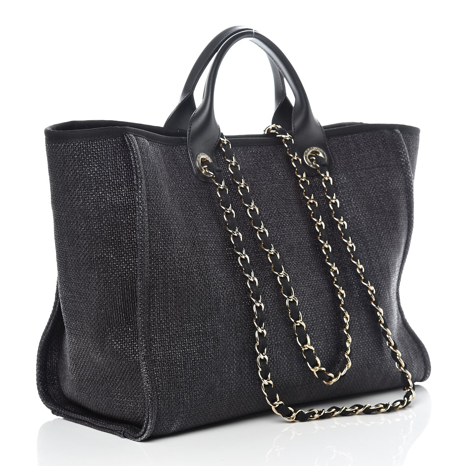 Chanel Woven Straw Raffia Large Deauville Tote Black 2 of 14