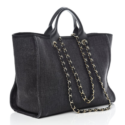 Chanel Woven Straw Raffia Large Deauville Tote Black 2 of 14