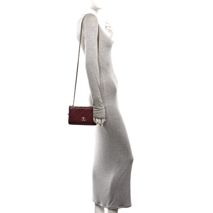Chanel Lambskin Quilted Trendy CC Wallet On Chain WOC Burgundy 2 of 12
