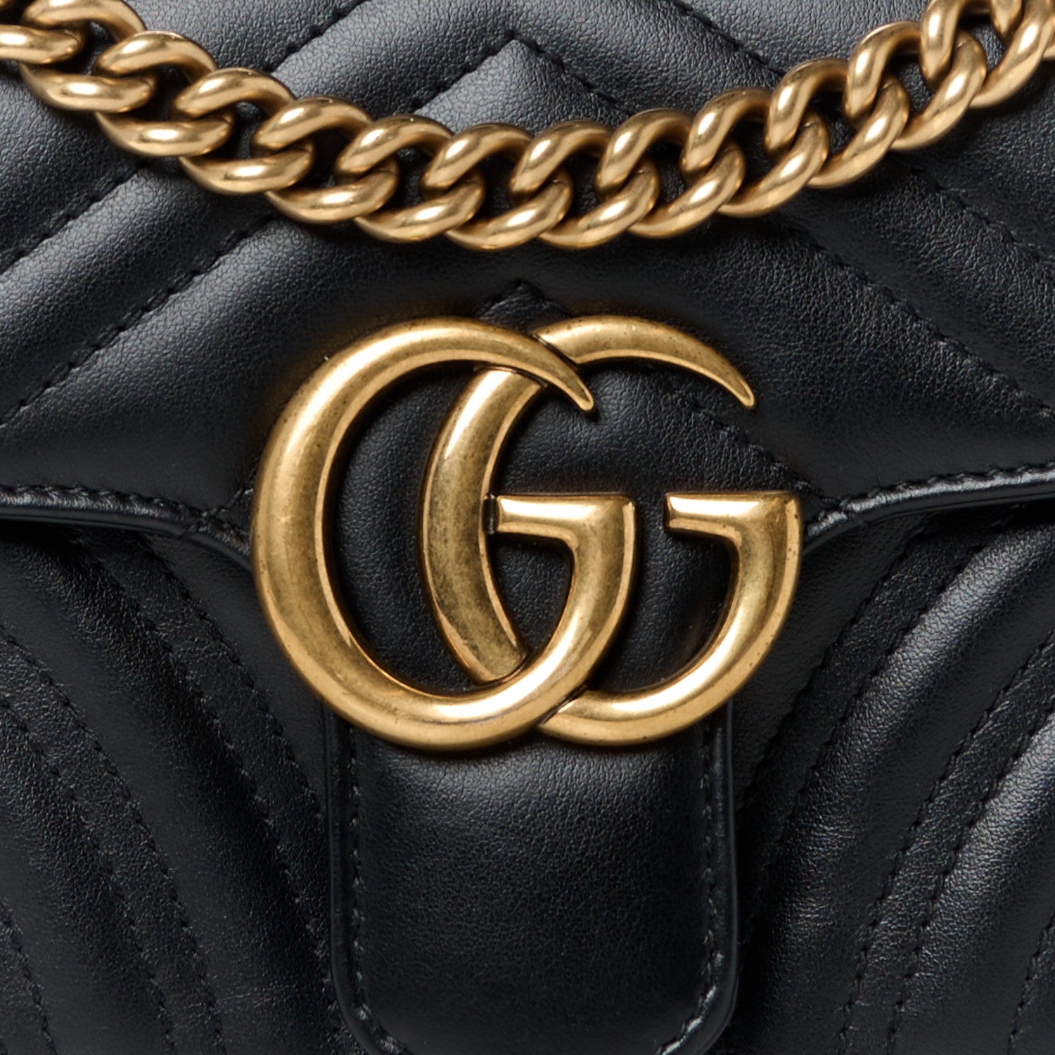 Gucci Calfskin Matelasse Mini GG Marmont Shoulder Bag Black 9 of 11