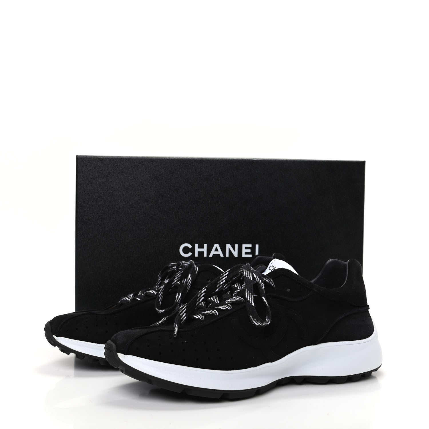 Chanel Suede Goatskin CC Sneakers 39 Black 8 of 8