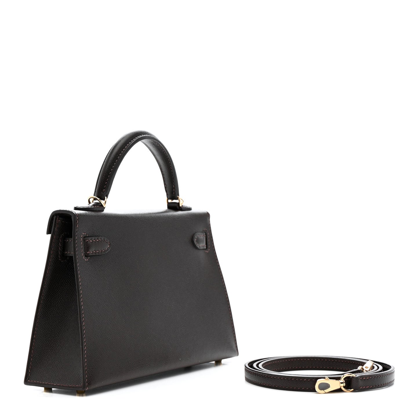 Madame Calfskin Mini Kelly Sellier 20 Bai Brun