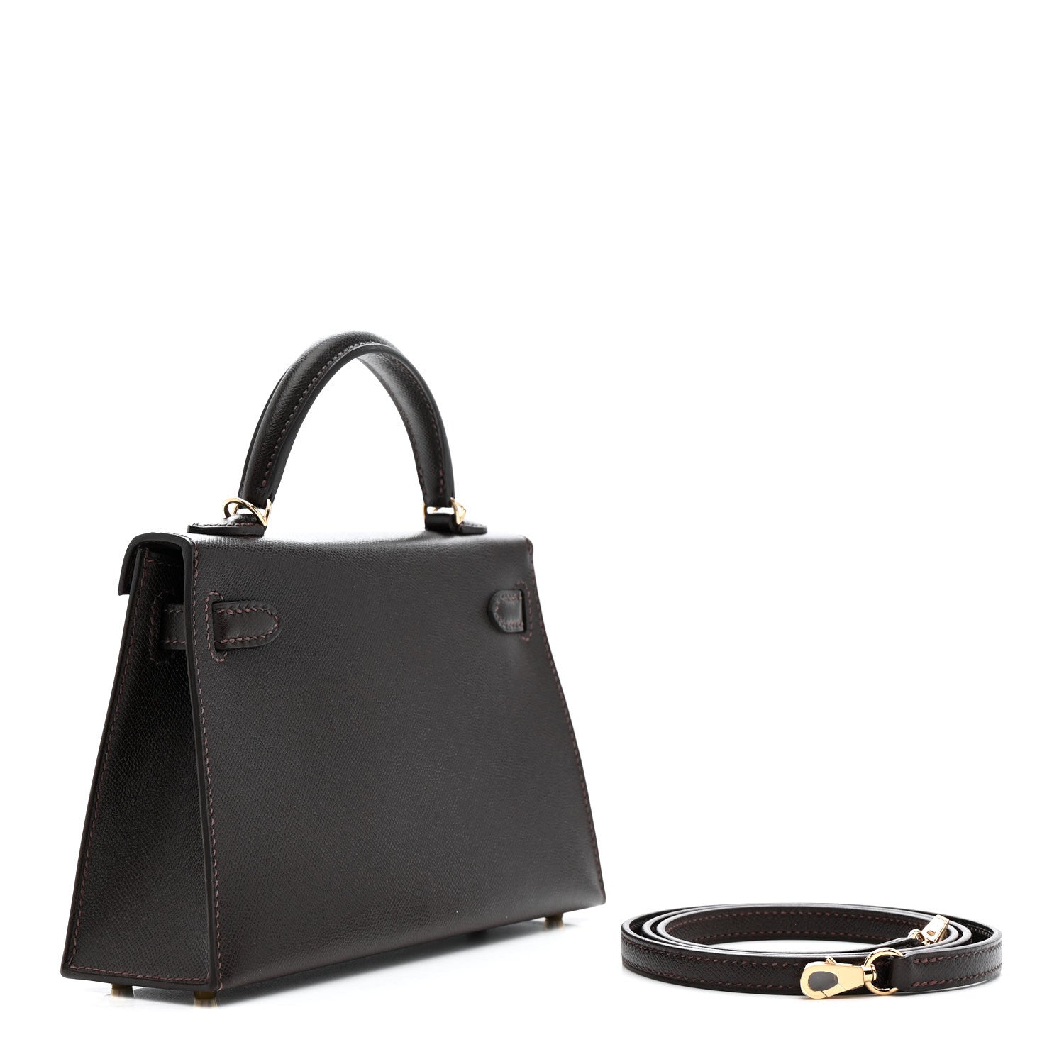 Hermes Madame Calfskin Mini Kelly Sellier 20 Bai Brun 3 of 11