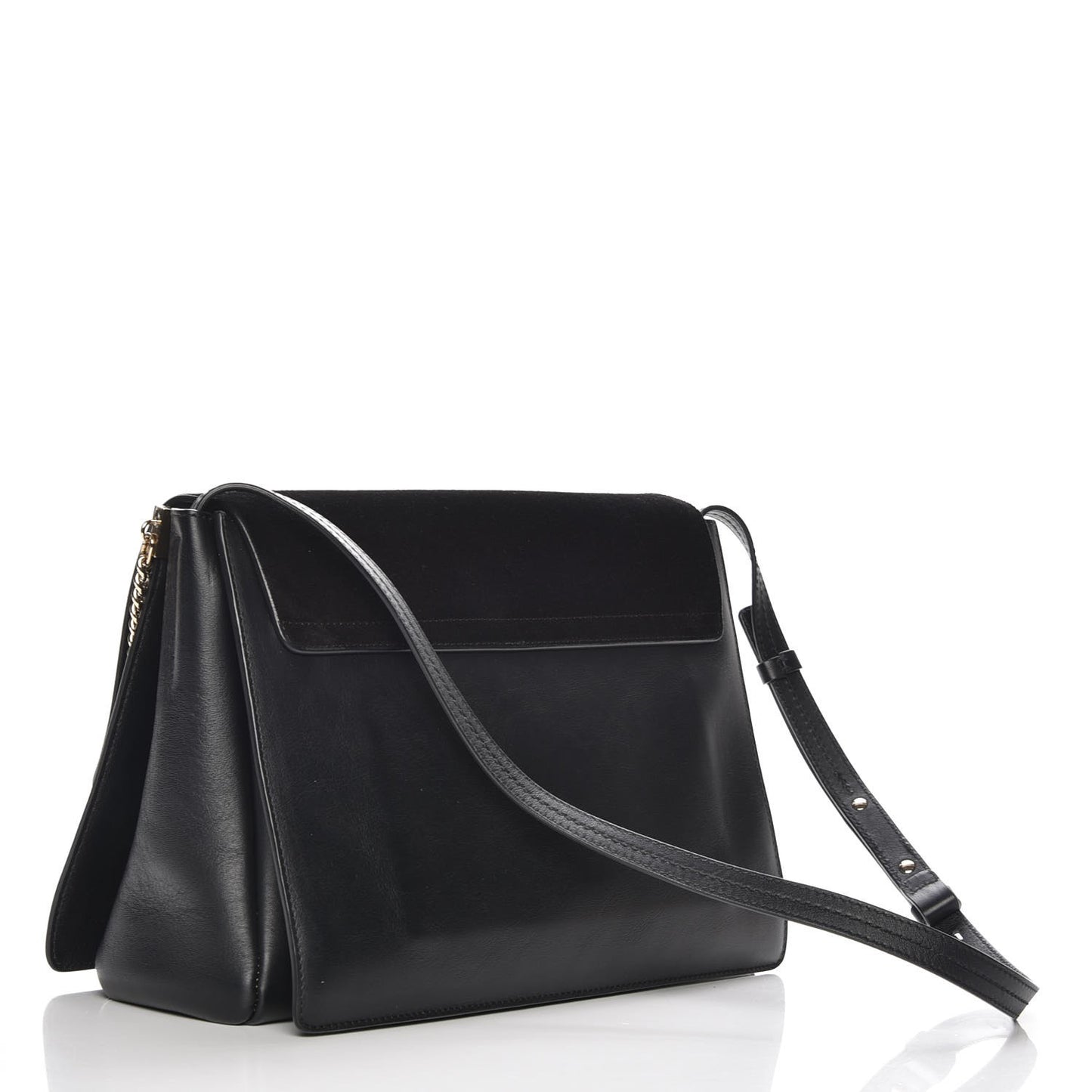 Suede Calfskin Medium Faye Shoulder Bag Black