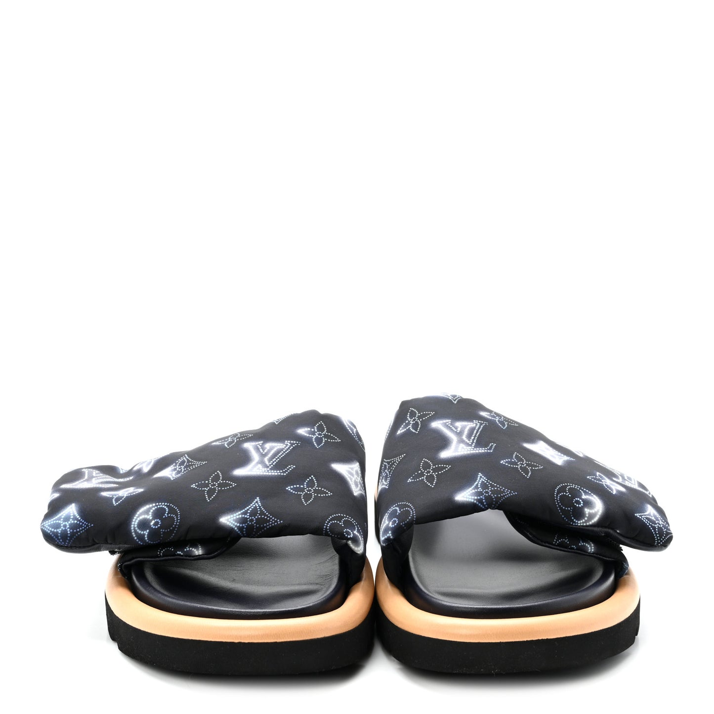 Nylon Monogram Womens Pool Pillow Comfort Mules 36 Navy Blue