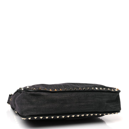 Valentino Garavani Denim Small Rockstud Flip-Lock Messenger Bag Blue 4 of 10