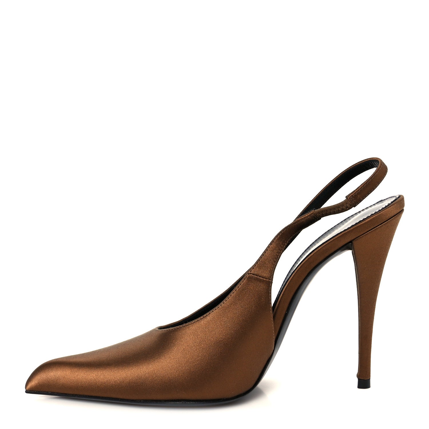 Saint Laurent Silk Satin Faye 110 Pumps 38 Deep Cognac 1 of 10