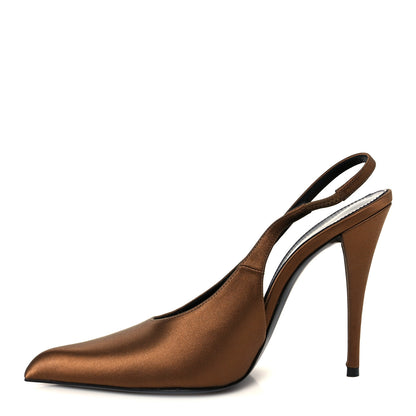 Saint Laurent Silk Satin Faye 110 Pumps 38 Deep Cognac 1 of 10