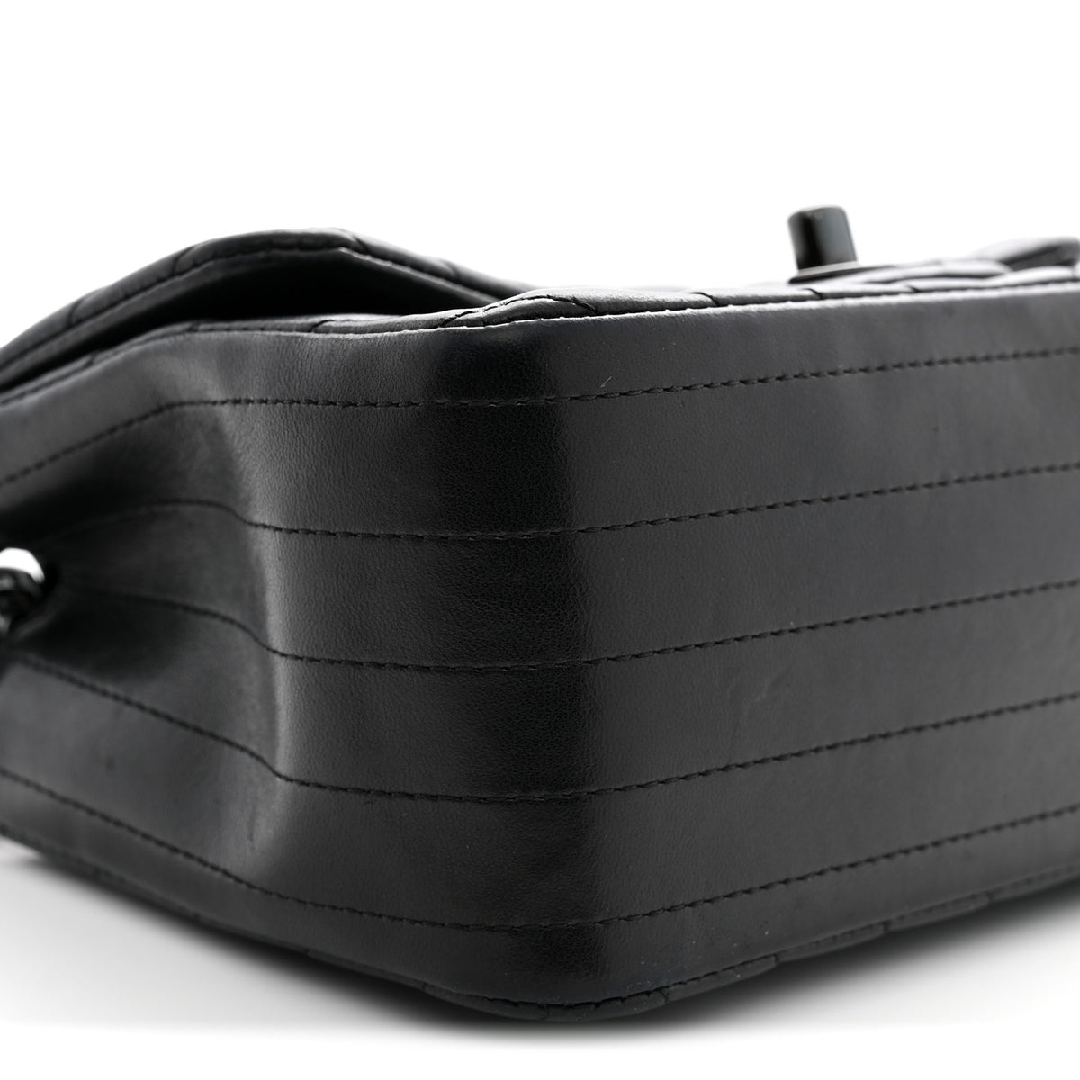 Lambskin Chevron Quilted Mini Square Flap So Black