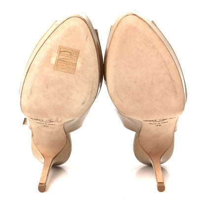 Jimmy Choo Patent Nova 100 Slingback Peep Toe Pumps 36 Beige 6 of 8