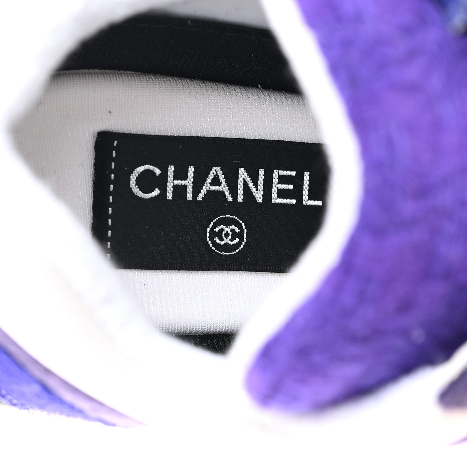 Chanel Suede Tweed Felt CC Sneakers 37.5 Purple 6 of 9