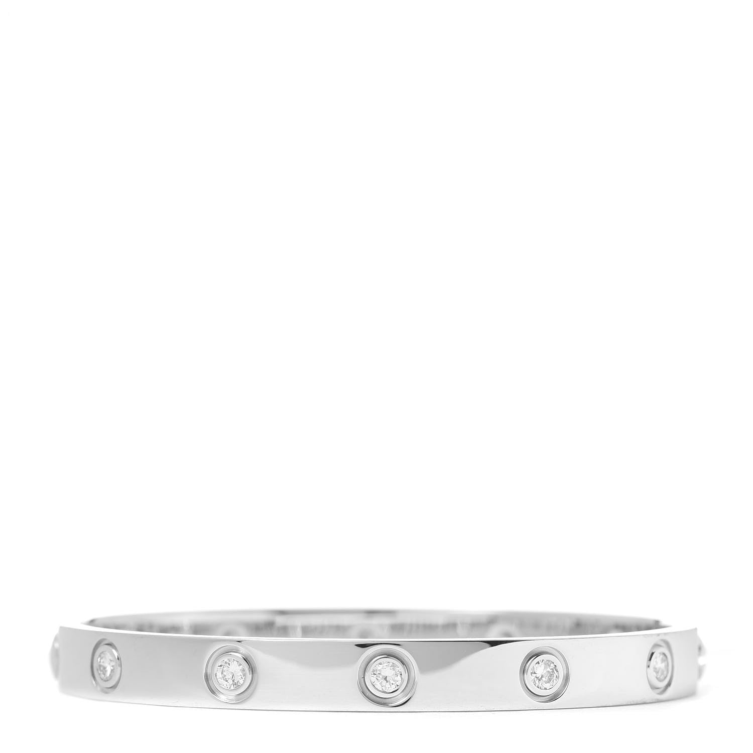 Cartier 18K White Gold 10 Diamond LOVE Bracelet 16 3 of 8