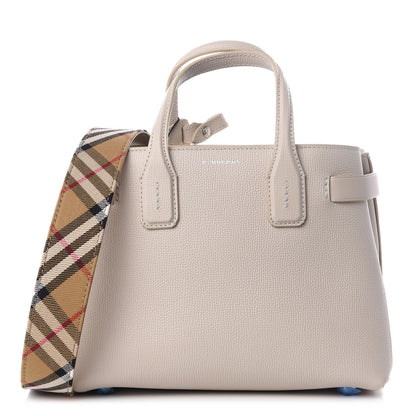 Burberry Derby Calfskin House Check Small Banner Tote Limestone 1 of 8