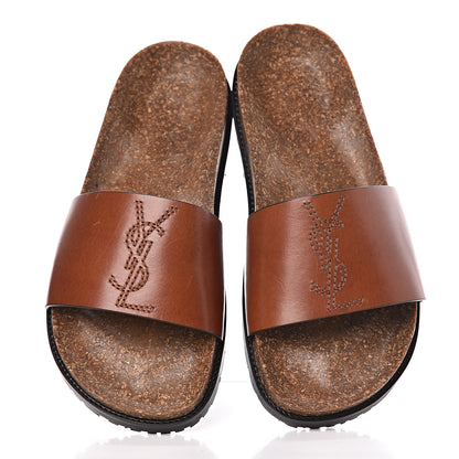 Saint Laurent Calfskin Monogram Jimmy Joan Slide Sandals 37 New Papaya 5 of 9