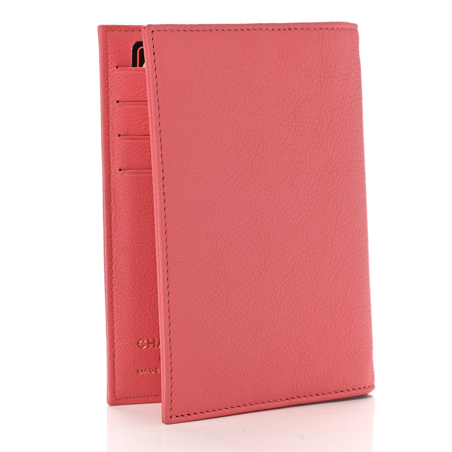 Goatskin Camellia Card Holder Pink