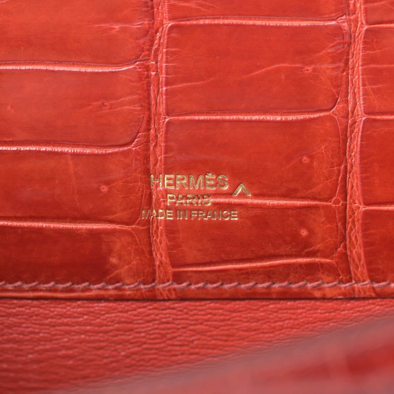 Hermes Shiny Porosus Crocodile Kelly Cut Pochette Sanguine 18 of 30