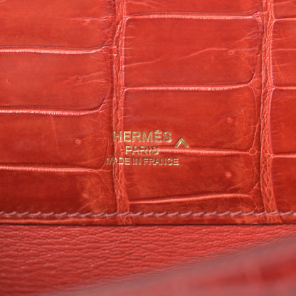 Hermes Shiny Porosus Crocodile Kelly Cut Pochette Sanguine 18 of 30