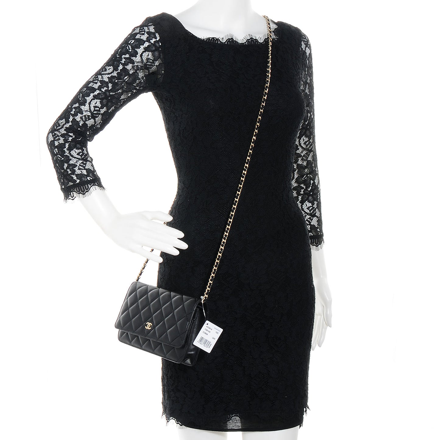 Lambskin Quilted Wallet On Chain WOC Black
