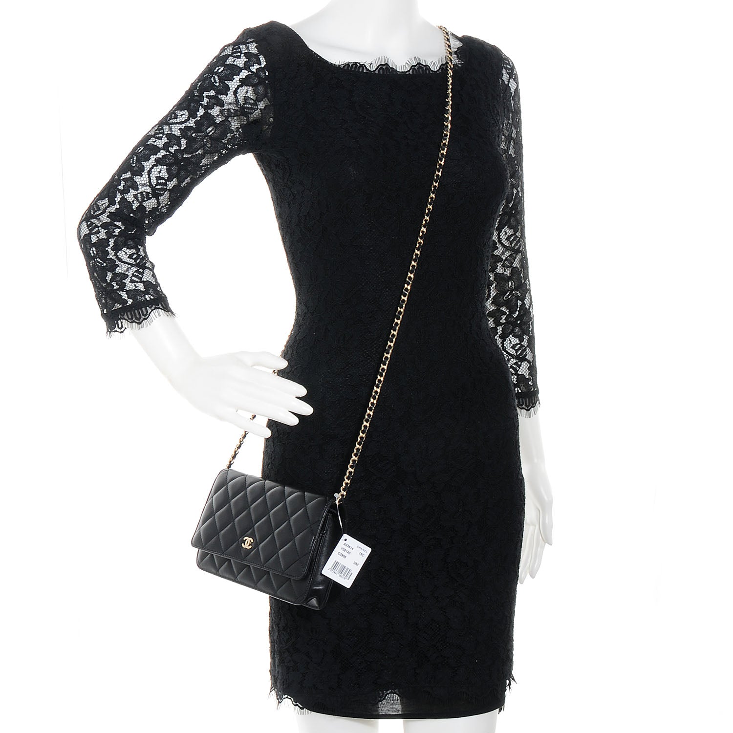 Chanel Lambskin Quilted Wallet On Chain WOC Black 2 of 9