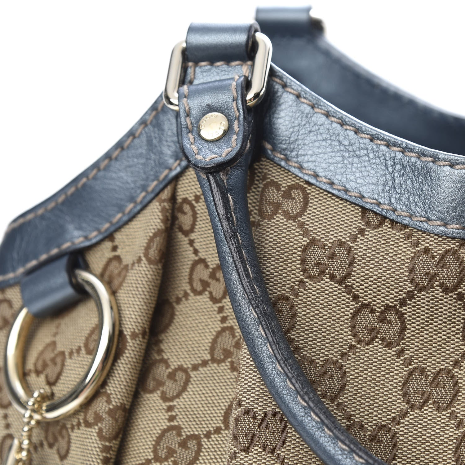 Gucci Monogram Large Sukey Tote Metallic Blue 11 of 12