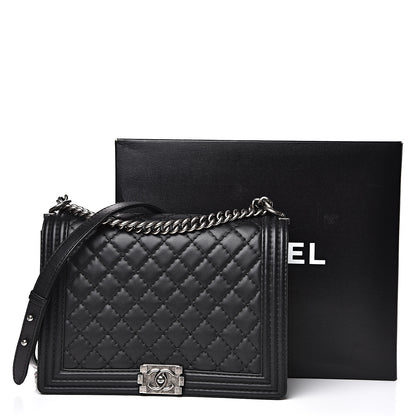 Chanel Lambskin Quilted Large Boy Flap Black 13 of 14