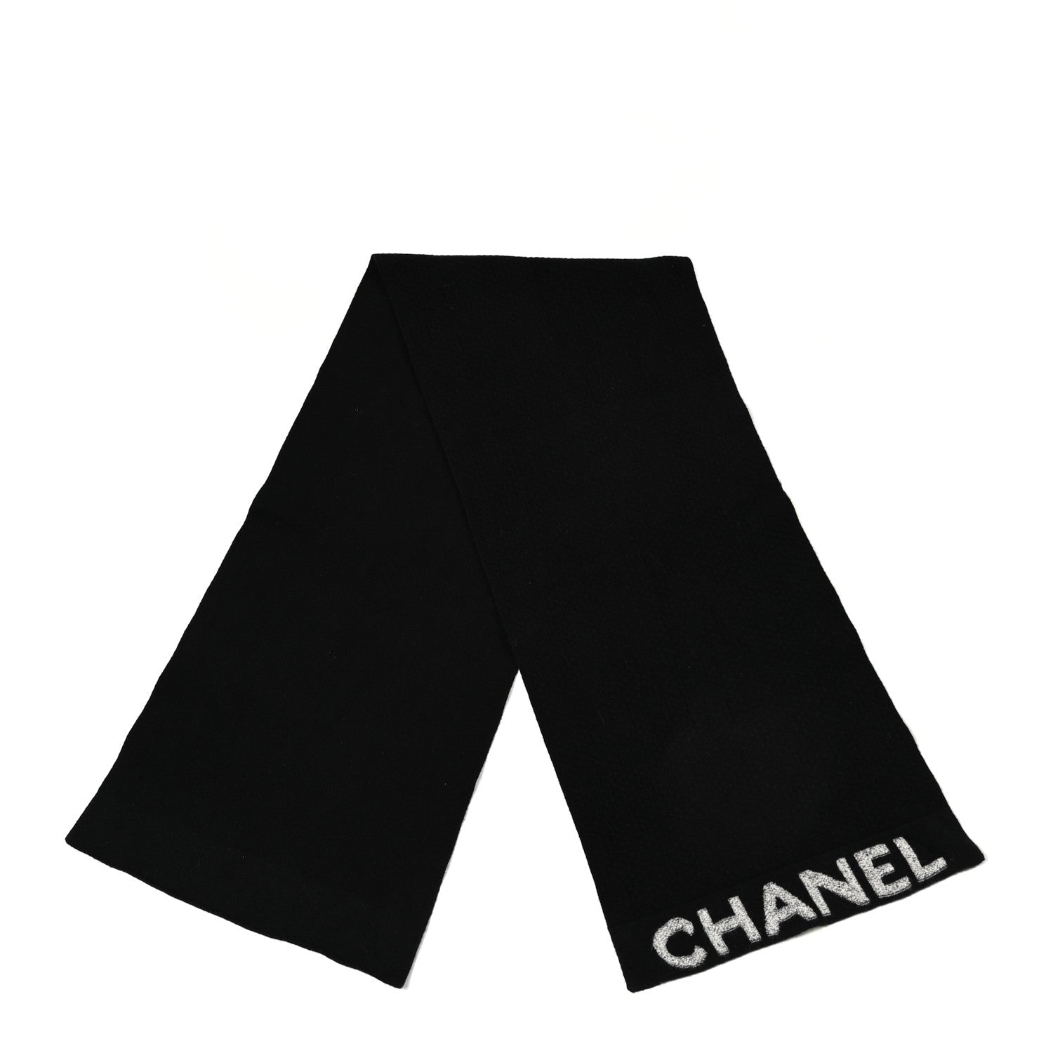 Chanel Wool Cashmere CC Logo Scarf Black 2 of 5