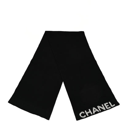 Chanel Wool Cashmere CC Logo Scarf Black 2 of 5