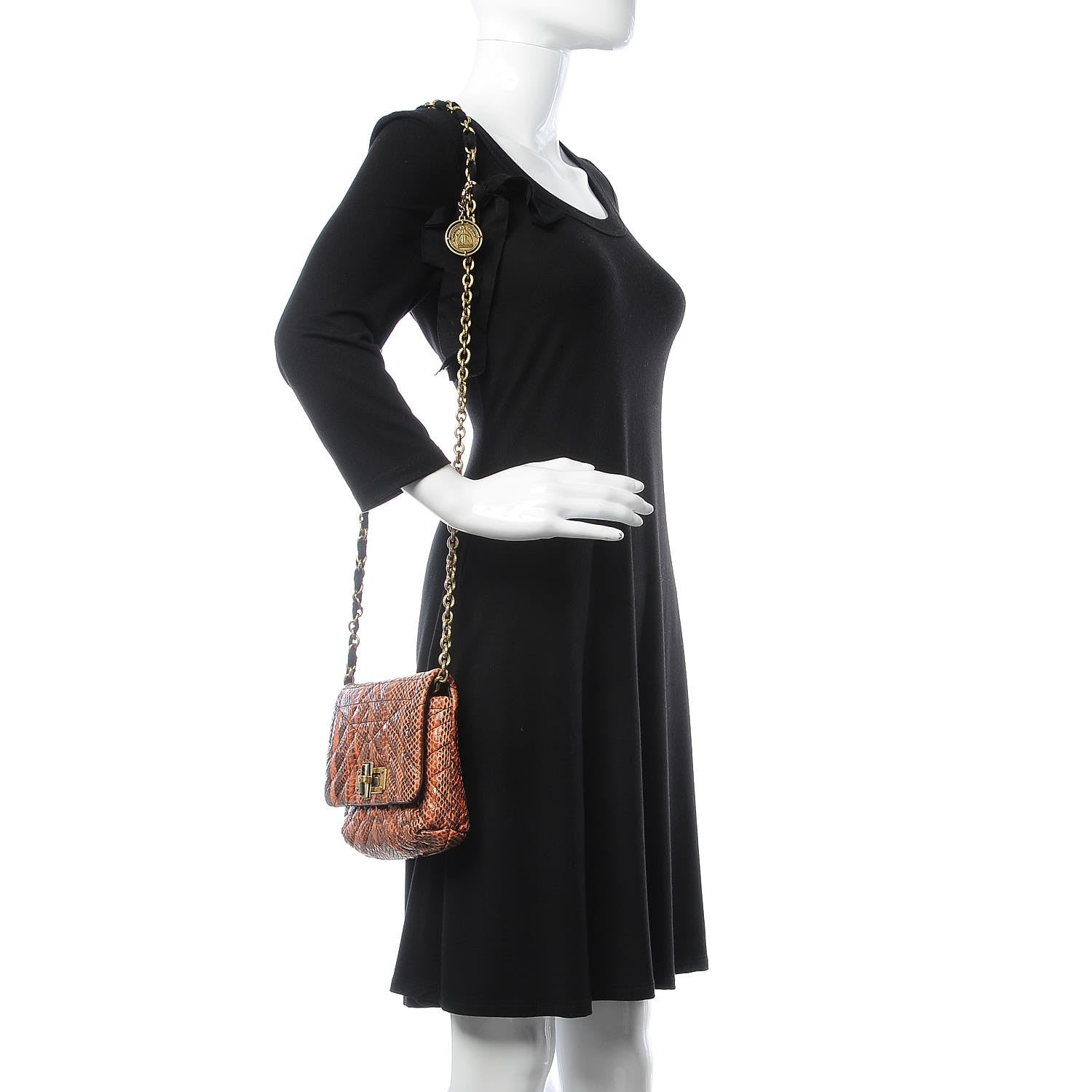 Lanvin Snakeskin Quilted Mini Happy Pop Crossbody Orange 2 of 10