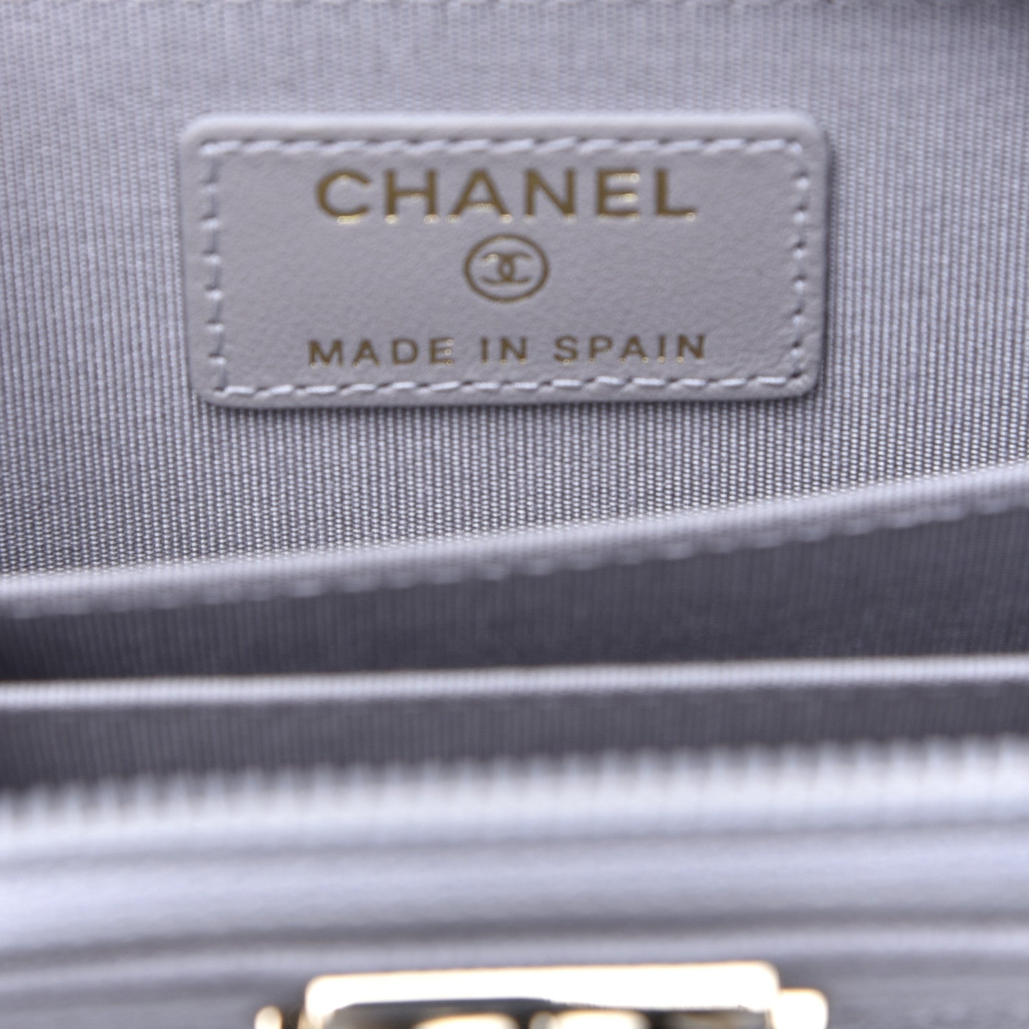 Chanel Caviar Quilted Boy Zip Around Coin Purse Wallet Grey 7 of 11