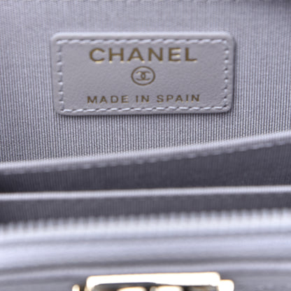 Chanel Caviar Quilted Boy Zip Around Coin Purse Wallet Grey 7 of 11