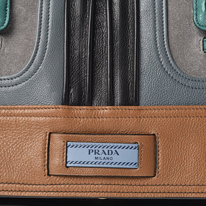 Prada Glace Calfskin Suede Etiquette Shoulder Bag Cannella Pavone 10 of 12