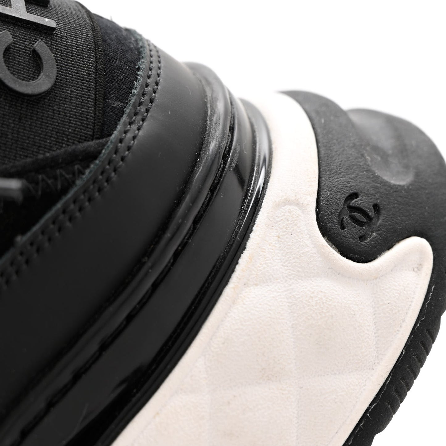 Velvet Calfskin Mixed Fibers CC Sneakers 40 Black