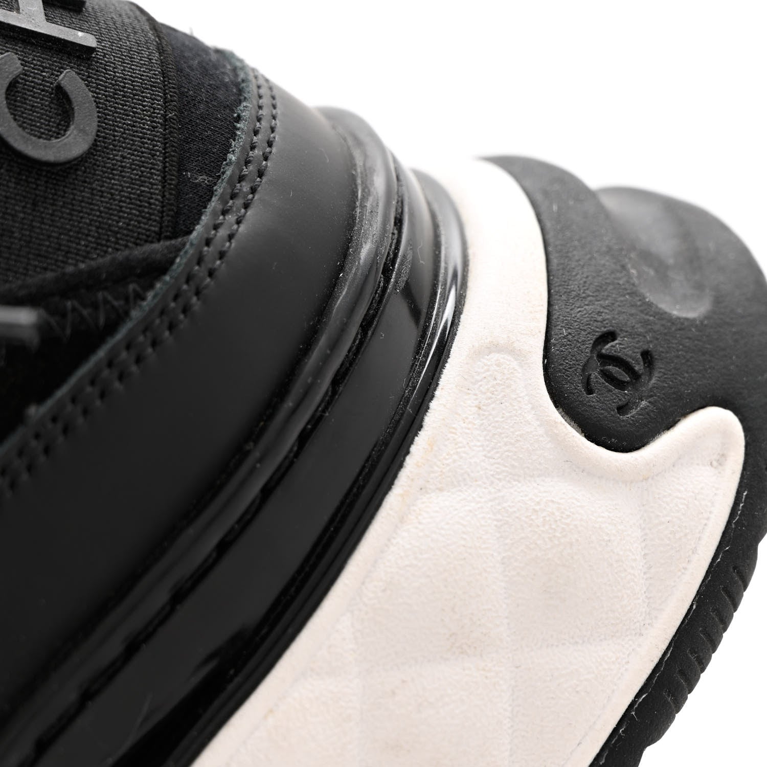 Chanel Velvet Calfskin Mixed Fibers CC Sneakers 40 Black 9 of 12