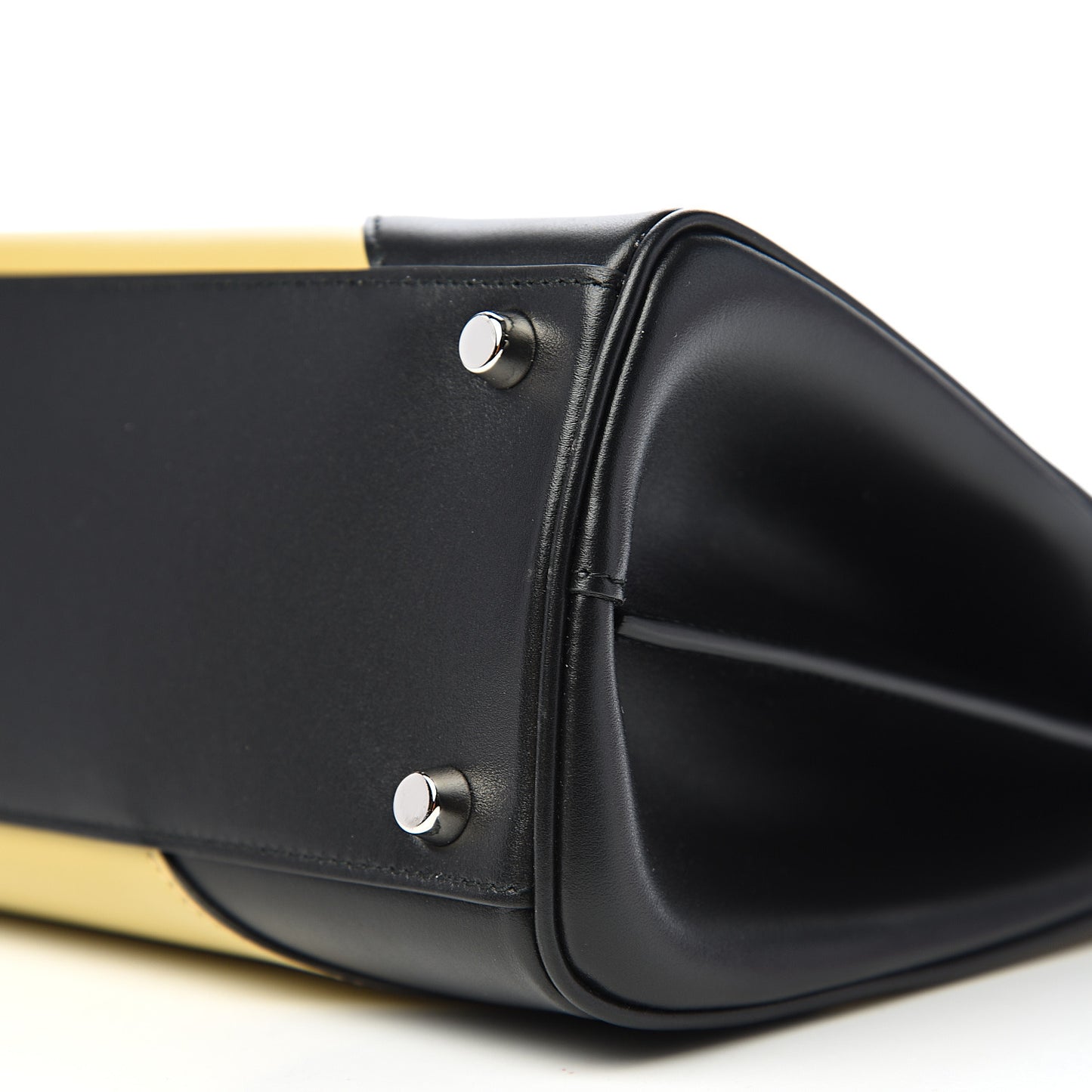 Smooth Calfskin Diagonal Striped Small Zumi Top Handle Bag Black Beige